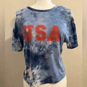 Wallflower Blue Tie-Dye USA Short Sleeve Tee